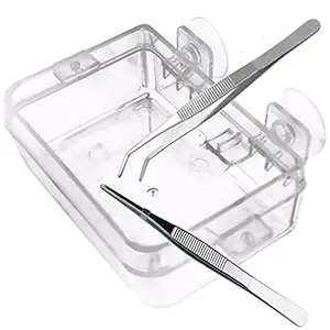 Fuongee Reptile Gecko Feeder Dish Bowl Chameleon Worm Anti-Escape Bowl Suction Cup Feeder for Reptiles, 1 Feeder and 2 Feeding Tong