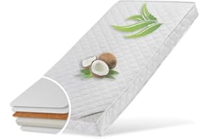 ‎KIDS COLLECTIVE Kids Collective Coconut Baby Mattress 60 x 120 cm with Quilted Aloe Vera Cover, 10 cm High, Baby Mattress Children's Mattress 60 x 120 cm Coconut Mattress for Baby Bed or Cot, Body Weight up to 60 kg