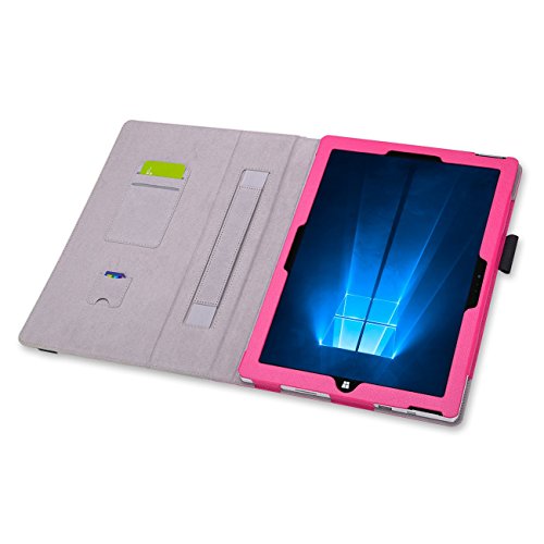 Microsoft Surface Pro 4 Cover Tasche mit praktischer Stand Funktion Case aus robustem Kunstleder und zusätzlicher Displayschutz Folie kombiniert Schutz und Design für Ihr Microsoft Surface Pro 4 Hülle Case in Pink von UC Express® - 5