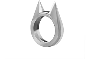 BMDHA Katzenohren Ring Zinklegierung Unzerstörbar Zur Selbstverteidigung/Notfall/Dekoration Legal Ring Unisex/Universalgröße Einschließlich Einer Halskette,Silber