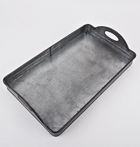 Tablett rechteckig Industrie Vintage Design Metall 11x51x30cm grau - 2