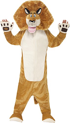 Smiffys Children's Madagascar Alex The Lion Costume, All-in-One Jumpsuit & Hood, Madagascar, Size: M, Colour: Brown, 20484