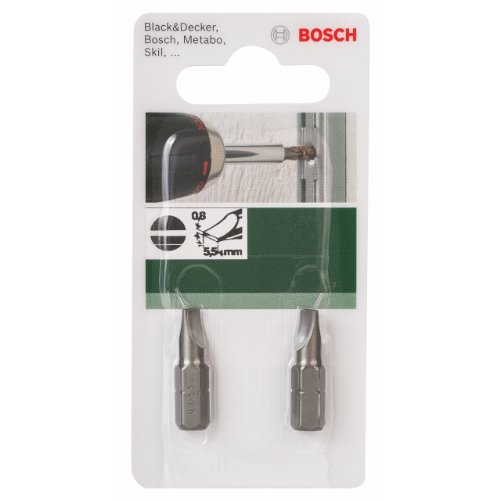 Bosch 2609255909 DIY Bits Ls0.8 x 5.5 25 mm, 1/4 Zoll Auβensechskantschaft DIN 3126-C6.3, Standard (2) - 2