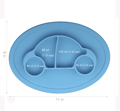 Qshare – Mini Silikon Tischset 28x20x2.5cm, ein Schüssel für Babys, Kleinkinder und Kinder, tragbar, ein BPA-freies, durch FDA zugelassenes Geschirr, Saugflächee, spülmaschinentauglich, mikrowellentauglich - 7