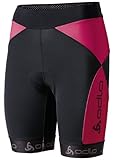 ODLO Women's Tights Short Flash X - Black/Rose Red, Large