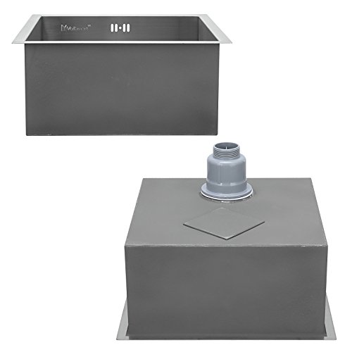 Edelstahl Küchenspüle/ Spülbecken Violamart Quadro 40-40 Flächenbündig / Unterbau – Eckige Edelstahlspüle/ spüle 40*40 cm - 5