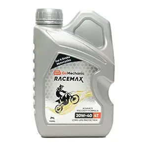 GoMechanic Racemax 4T 20W 40 API SJ Jaso MA2, Synthetic Blend High Performance Longer Protection Premium Engine Oil For Motor Bikes, 900ml