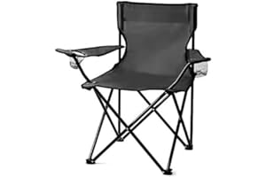 AMD Nexus Camping Chair Lightweight Folding Cup Holder Carry Bag 100kg Capacity (Pack of 1, Black)