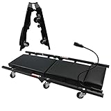 GXFC Siège Pliable de Chariot de Visite Roulant de Voiture pour Automobile, Garagiste, Mécanicien 150 kg Capacité, Lampe de Travail LED Flexible - 92 x 37 cm Noir