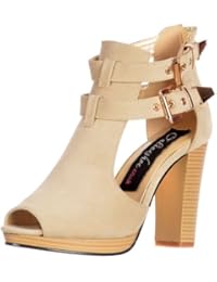 Corte Onlineshoe Femenina Botín Hebillas Peep Toe Con Tacón