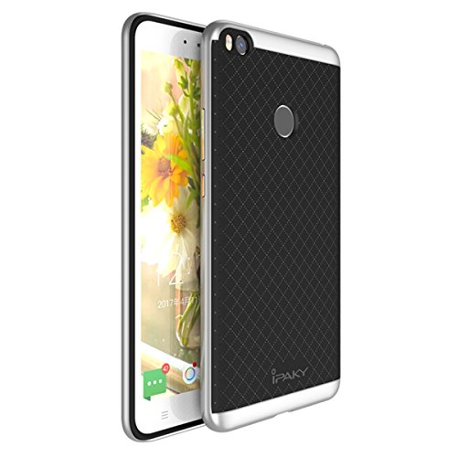 Xiaomi Mi Max 2 Funda  Ipaky Protecci  n interna TPU Flexible  Ultra Resistente  Marco Exterior R  gido PC efecto Metal  Anti Golpes  Carcasa H  brida Bumper Mi Max 2 - Plata