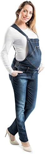 Mamajeans - Women Maternity Overall - Perfect Pragnancy wearability - Elastic Fabric - Made in Italy (Denim M UK)
