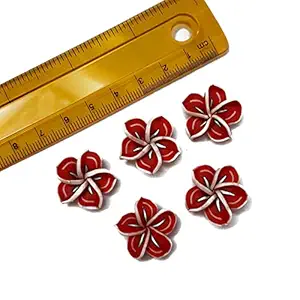 Jaipri 21mm, 10 pcs, Rubber Flower Raw Material Loose Beads Spacers, Connectors, Components for Jewellery Making Embroidery and Craft Work (KTC-966)