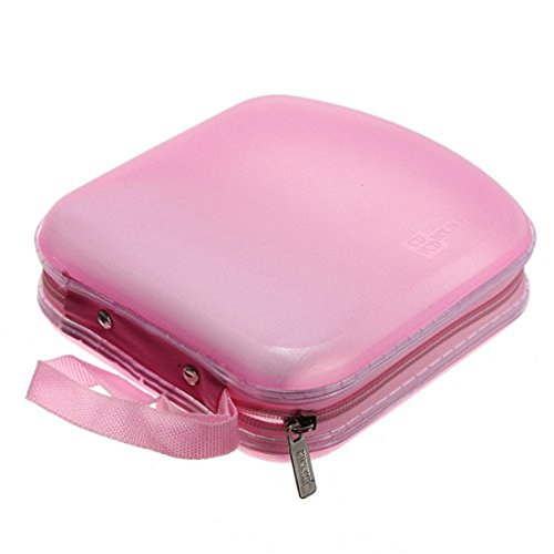 WINOMO Portable durchsichtigen Kunststoff 40 CD DVD VCD Disc Halter Storage Box Tasche Wallet Case Protector Organizer (Rosa) - 2
