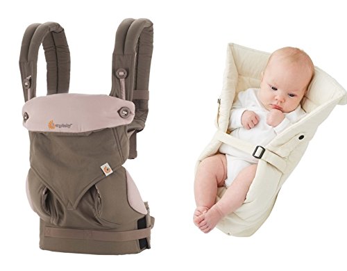Ergobaby baby carrier 360 Lilac and Taupe (Just introduced new 2016 color) Including Natural Insert for newborns