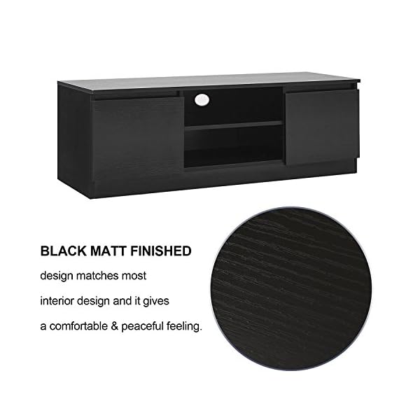 TV Cabinet, HST Mall Modern TV Unit 120cm TV Cabinet Stand Black Matt Home Office Furniture - Image 5