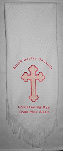 Personalised Christening / Baptism Shawl – 2 DAY SERVICE AVAILABLE - Pink Lettering