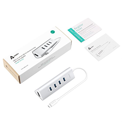 AUKEY USB C Hub Aluminium 4 Ports USB 3.0 und VGA Port (1080P Auflösung) Type C Hub mit 18cm Kabel für New Macbook,Macbook Pro 2016,Google ChromeBook Pixel 2015 (Sliver) - 8