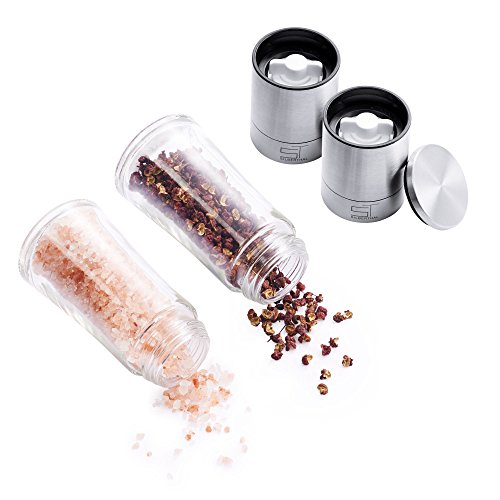 SILBERTHAL Gewürzmühlen Set Domo | 2 tlg. | Pfeffermühle & Salzmühle | verstellbares Keramikmahlwerk | Edelstahl & Glasgehäuse | unbefüllt - 3