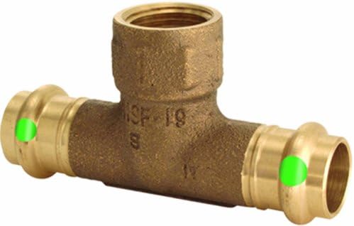 Viega 79760 ProPress Zero Lead Bronze Tee with Female 1-Inch by 1-Inch by 1/2-Inch P x P x Female NPT