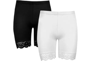 ANZEE DISCOVER THE NEW YOU ANZEE Ladies Lace Trim Cycling Shorts | Women's Bike Yoga Dancing Gym Exercise Stretchy Short - Girl’s Lace Trim Soft Boxer Shorts Underwear