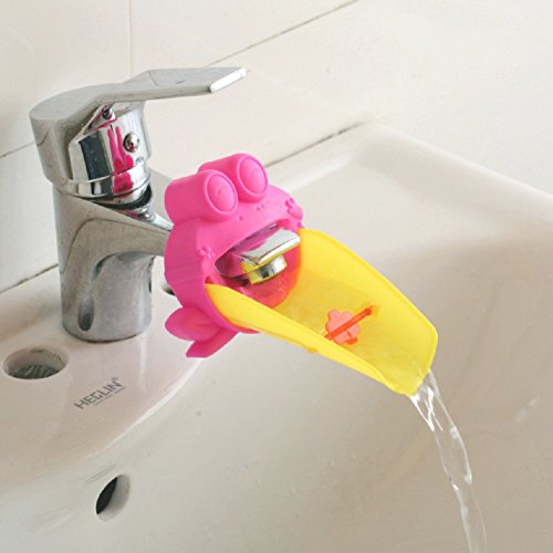 2 Stück Wasserhahn Verlängerung Extender für Kinder Baby Hände waschen Badezimmer Cartoon Frosch (Grün & Rosa) - 5