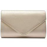 Schulterriemen abnehmbar Vain Secrets Damen Umhänge Tasche Clutch Abendtaschen in vielen Farben (22 cm Lang - 13 cm Hoch - 6 cm Breit, Gold PU)
