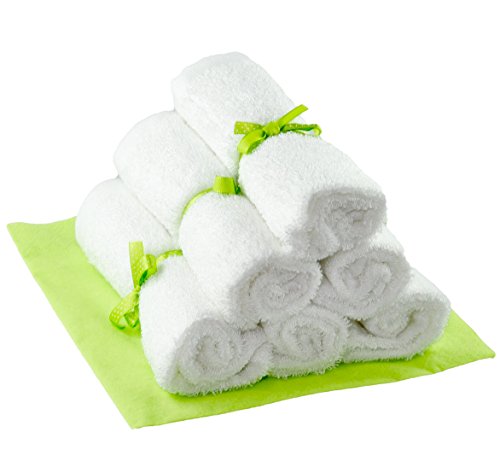Baby Waschlappen aus Bambus 25 x 25 cm – 6er Pack – Weiß – Mulltücher extra weich - 2