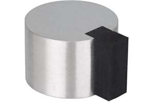 EVI Herrajes | Butée De Porte Adhésive | 28 x 19 mm | Caoutchouc Noir | Rond | Acier Inoxydabl | Finition Mate | Forte AdhéSion | 100% fonctionnel