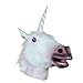 Produktbild queenshiny Weiß Einhorn Kopf Maske Gesicht Gummi Latex Kunstpelz Cosplay Kostüm