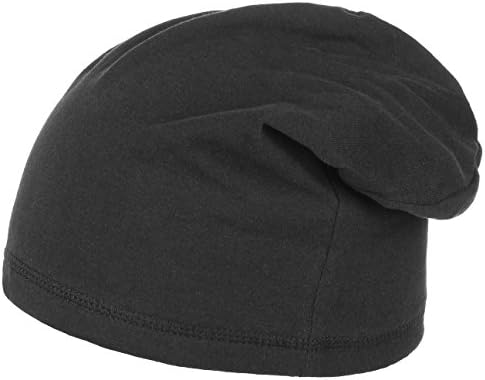 Boston Oversize Beanie for Men and Women Length 30 cm, One Size 55-64 cm, Slouch Beanie from Elasticised Cotton, Jersey Cap in Black, Blue, Grey, Double-Layer Summer/Winter (black)