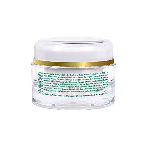 Aloe Vera Anti Aging Gesichtscreme 24h (50ml) mit 60% Aloe Vera aus kontrolliert biologischem Anbau, Q10, Avocadoöl, Sheabutter, Hyaluronsäure, Pfirsichkernöl sowie Vitamin E + A – eine sehr geschmeidige Softcreme – QUALITÄT mit Zufriedenheitsgarantie – Made in Germany - 2