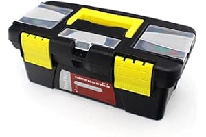 Toriox Plastic Multipurpose Carry to Hardware Storage Toolbox Organizer with Removable Tray for Hand Tool Kit, Accessorise (Yellow and Black)