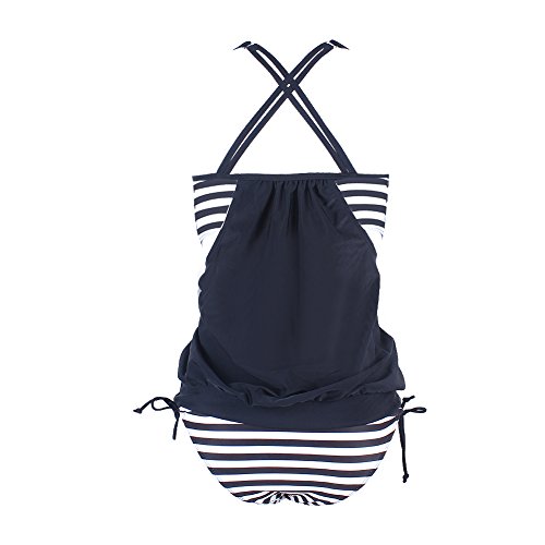 FeelinGirl Damen Tankini Bikini Set Streifen Badeanzug Swimsuit - 3