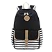 Produktbild YSBER Preppy Französisch Bretonisch Nautisch gestreiften Rucksack Rucksack Marine Sailor Navy Stripy Schulranzen Für Teenager-Mädchen und Jungen(Schwarz)