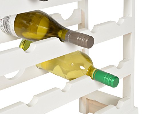 ts-ideen Weinregal Weiß für 36 Flaschen Flaschenregal weißes Holz Wein Regal Board - 4