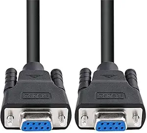 DTECH DB9 RS232 Serial Cable 9 Pin Female to Female Null Modem Cord Cross TX/RX line for Data Communication (5FT,1.5M)