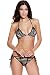 Produktbild Loveours Streifen Dreieck Strappy Neckholder Push Up Zweiteilige Bikini Set Schwarz (M)