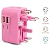 Produktbild Reisen Adapter: Universal Reise-Adapter mit 2 USB-Ports aus 150 Ländern weltweit US UK EU AU Universal fusionierten Sicherheit AC-in einem Ladegerät mit LED-Betriebsanzeige (Rosa)