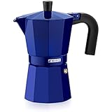 Monix Cobalto – Cafetera Italiana de aluminio color azul, capacidad 6 tazas, apta para todo tipo de cocinas salvo inducción
