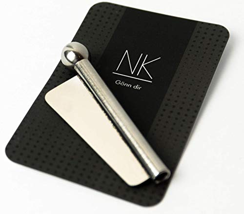 NK || Paille avec lame || Sniffer || Snorter pour tabac à priser || 2en1 || Pour étaler ou séparer le tabac || Designé à Berlin (Argenté/Silver)