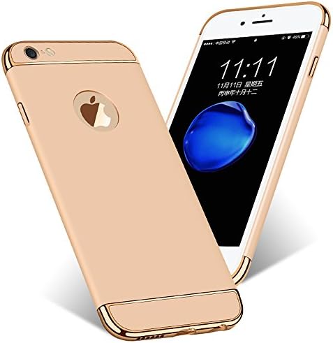 WYBAN iPhone 6plus Case, iPhone 6s plus Case, 3 in 1 Ultra Thin Hard Anti-Scratch Shockproof Electroplate Frame with Coated Surface Excellent Grip Case for Apple iPhone 6plus ,iPhone 6s plus(Iphone6plus/6splus, Gold)