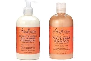 KRISSELL Shea Moisture Coconut and Hibiscus Curl and Shine Shampoo 379ml and Conditioner 379ml