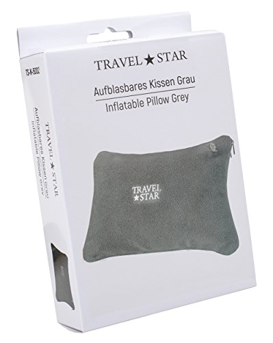 travelstar: aufblasbares Kissen mit Fleece-Bezug, grau (TS-N-5002) - 4