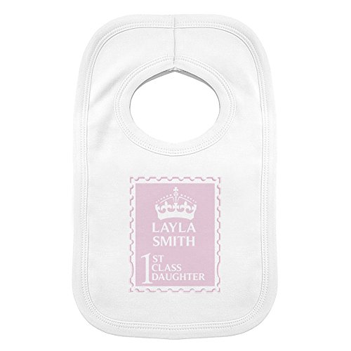 Pink 1st Class 0-3 Months Baby Bib. This is a great product that can be personalised to your requirements ( please see main discription for full details ) Ideal gifts and presents for weddings, Christenings, Birthdays, Christmas etc...