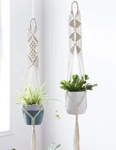 MAXABLE Cotton Rope Flower Pot Holder, White, One Size, Pack of 1