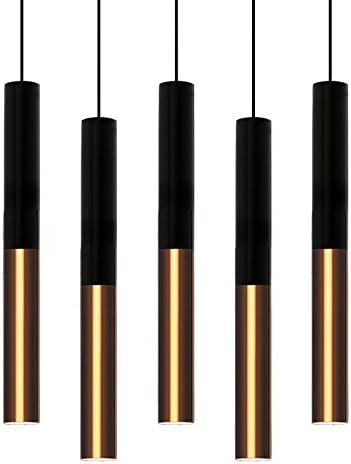 Long cylindrical long tube pipe minimalist chandelier chandelier,Single 5.5*27cm (black + gold)