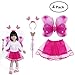 Produktbild BESTOYARD Mädchen Fee Kostüme Set mit Flügeln Stirnband Zauberstab Tutu Rock Set Schmetterling Fee Prinzessin Kostüm 4 Teile/Satz (Rose Red)