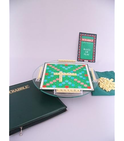 Ideal Scrabble – Lot De 2 Compteurs De Points Rotatifs Classiques + Supports De Carreaux Moulés – Accessoires Officiels Pour Jeu De Mots