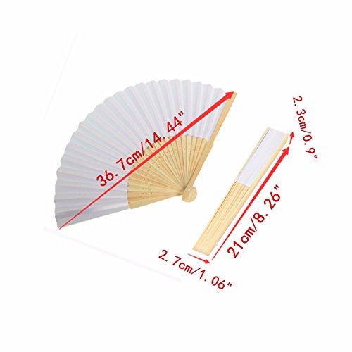 KING DO WAY 20 Stueck Faecher Handfaecher weisse chinesische leeres papier fans darauf kann DIY malen hochzeitsfeier gefallen bambus fan Kinder Faltbar faecher - 6